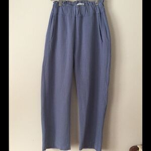 Ana Camila blue ankle pants, elastic waist, side pockets, size S